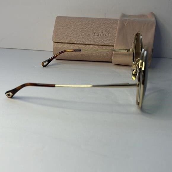 New Authentic Chloé CH 0037S 2343J3 - GOLD/ GREEN GRADIENT Round Sunglasses main image 9